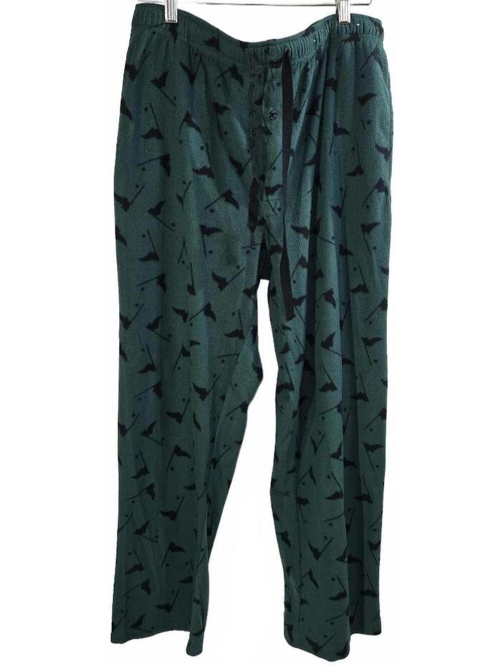 Stafford Green Lounge Pants with Black Abstract Pattern Size M